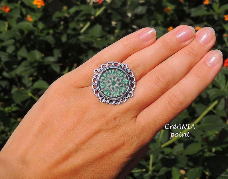 Colorful mandala painting ring in dot painting