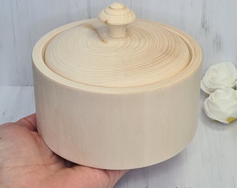 120 mm Unfinished unpainted wood circle blank box with cover - eco friendly box - DIY mandala