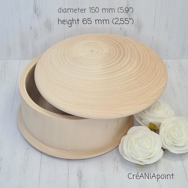150 mm Unfertige unlackierte Holz Kreis Blanko box mit Bezug - ökologische Box - DIY Mandala