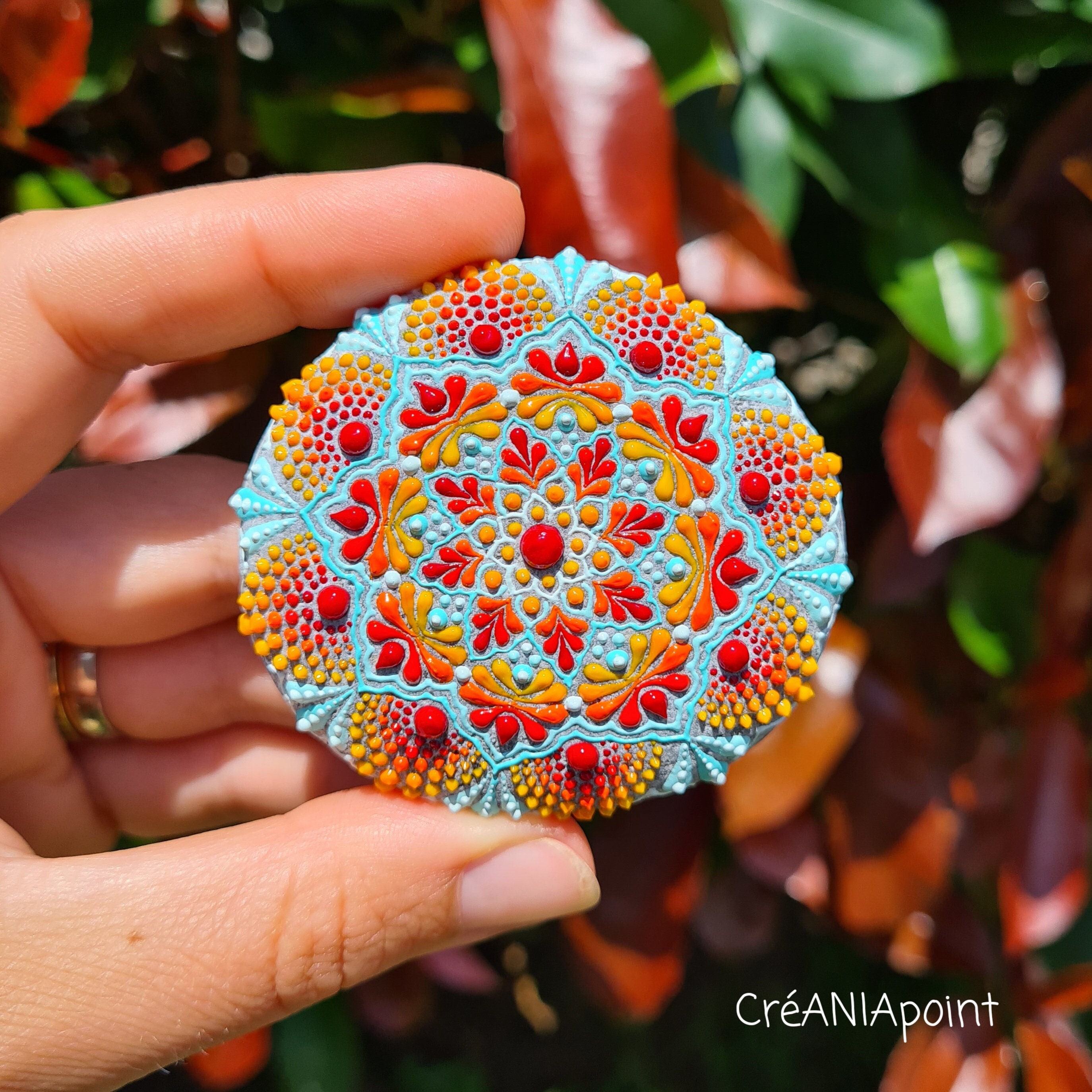 Mandala Mandala Coloré Peinture sur La Roche Peinte à Main