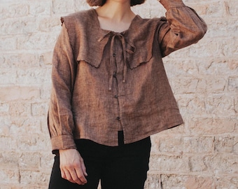 Rosamund Blouse PDF Sewing Pattern | Size-Inclusive 0 - 32 | Beginner Friendly | Sailor collar, Oversized Blouse, Sleeve Cuff, A-line Bodice