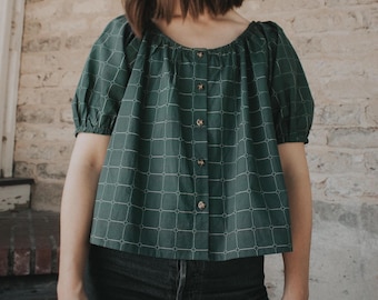PDF Sewing Pattern - Raglan Blouse - Short Sleeves - 3/4 sleeves  Beginner - Size-Inclusive - Video Tutorial - Carol Blouse