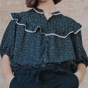 Raida Blouse PDF Sewing Pattern | Circular Yoke & Billowy Bodice | Digital Download