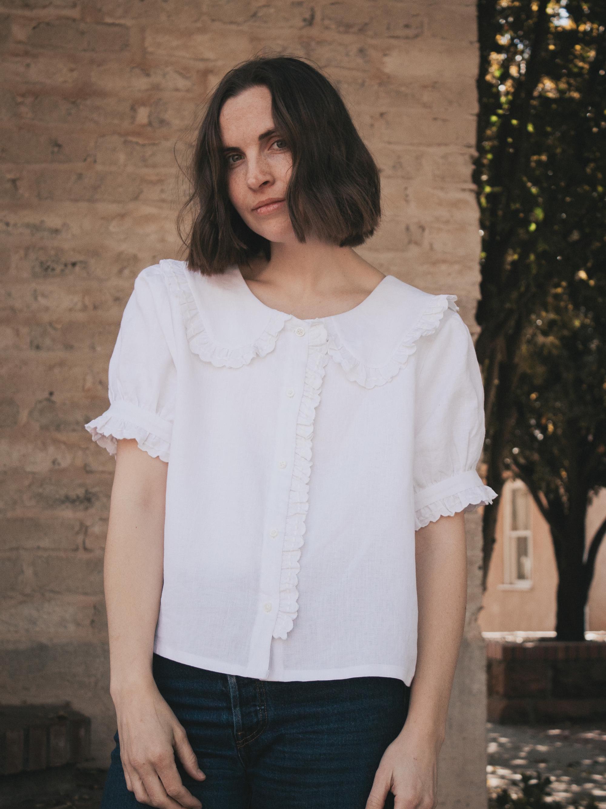 clane RUFFLE NECK BLOUSE CLANE RUFFLE NECK BLOUSE