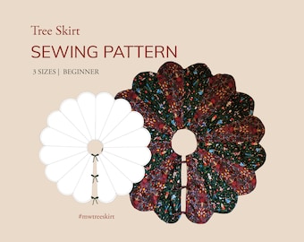 Scalloped Tree Skirt PDF Sewing Pattern, 3 Sizes, Christmas & Holiday Craft Project, Quilting, Binding, Ties, Scallops, Reversible