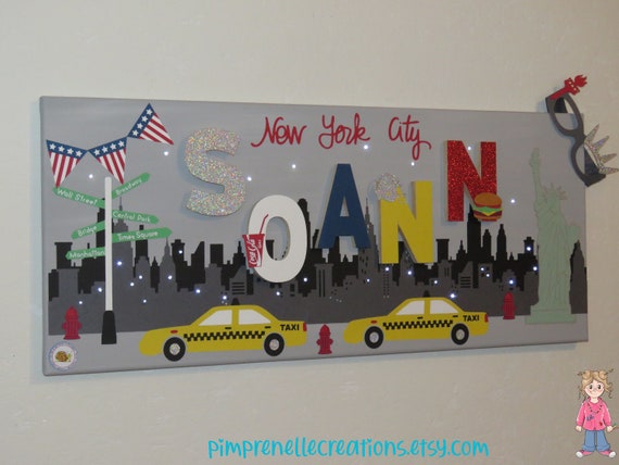 Tableau Prenom Lumineux Tableau Lumineux New York Tableau Etsy
