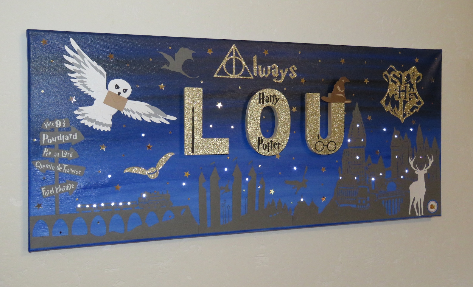 Tableau Harry Potter lumineux toile prénom tableau prénom | Etsy