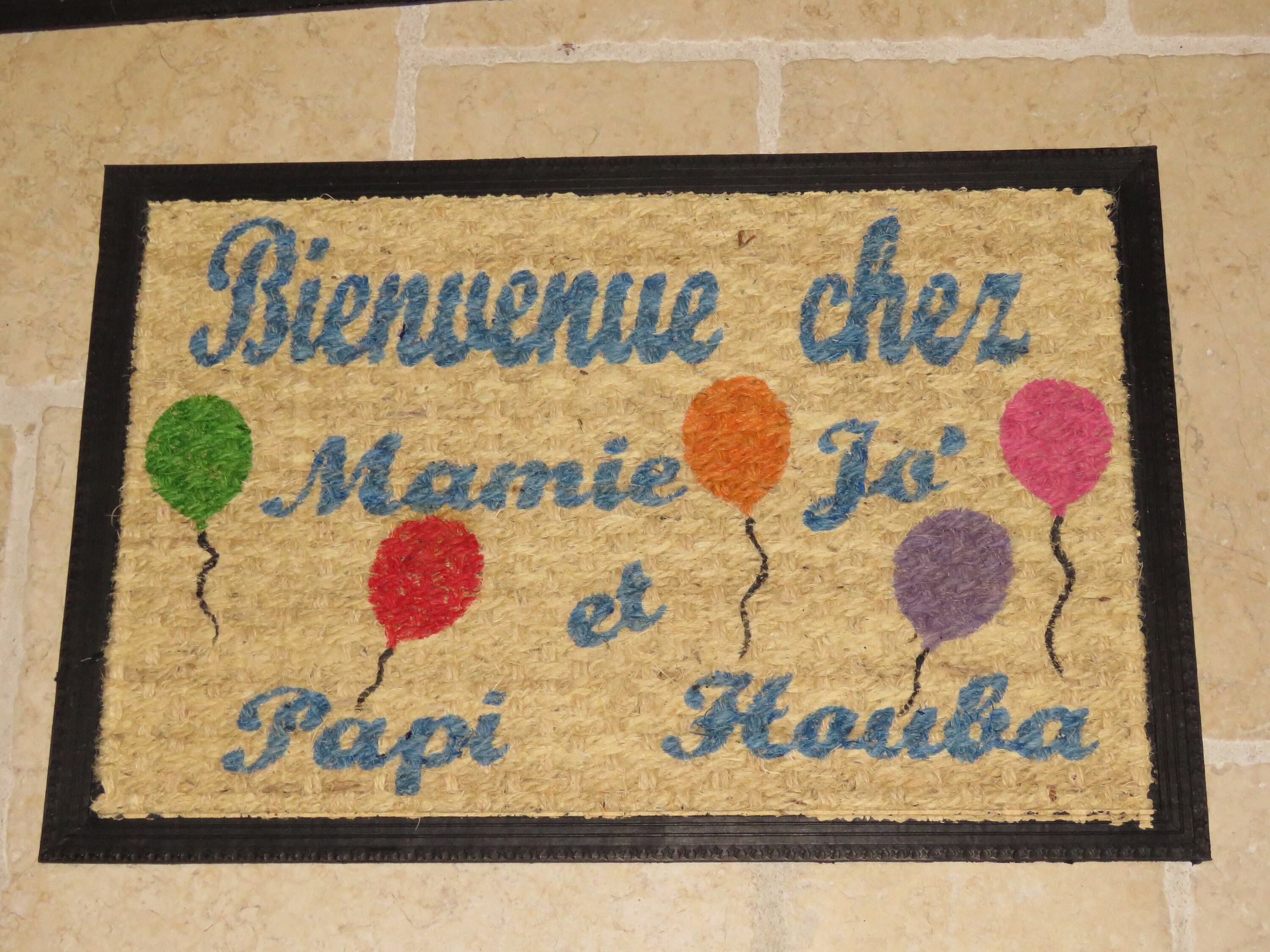Paillasson Bienvenue Chez Papy et Mamy, Cadeau Pour Mamie Papi, Paillasson avec Prénoms, Tapis Color