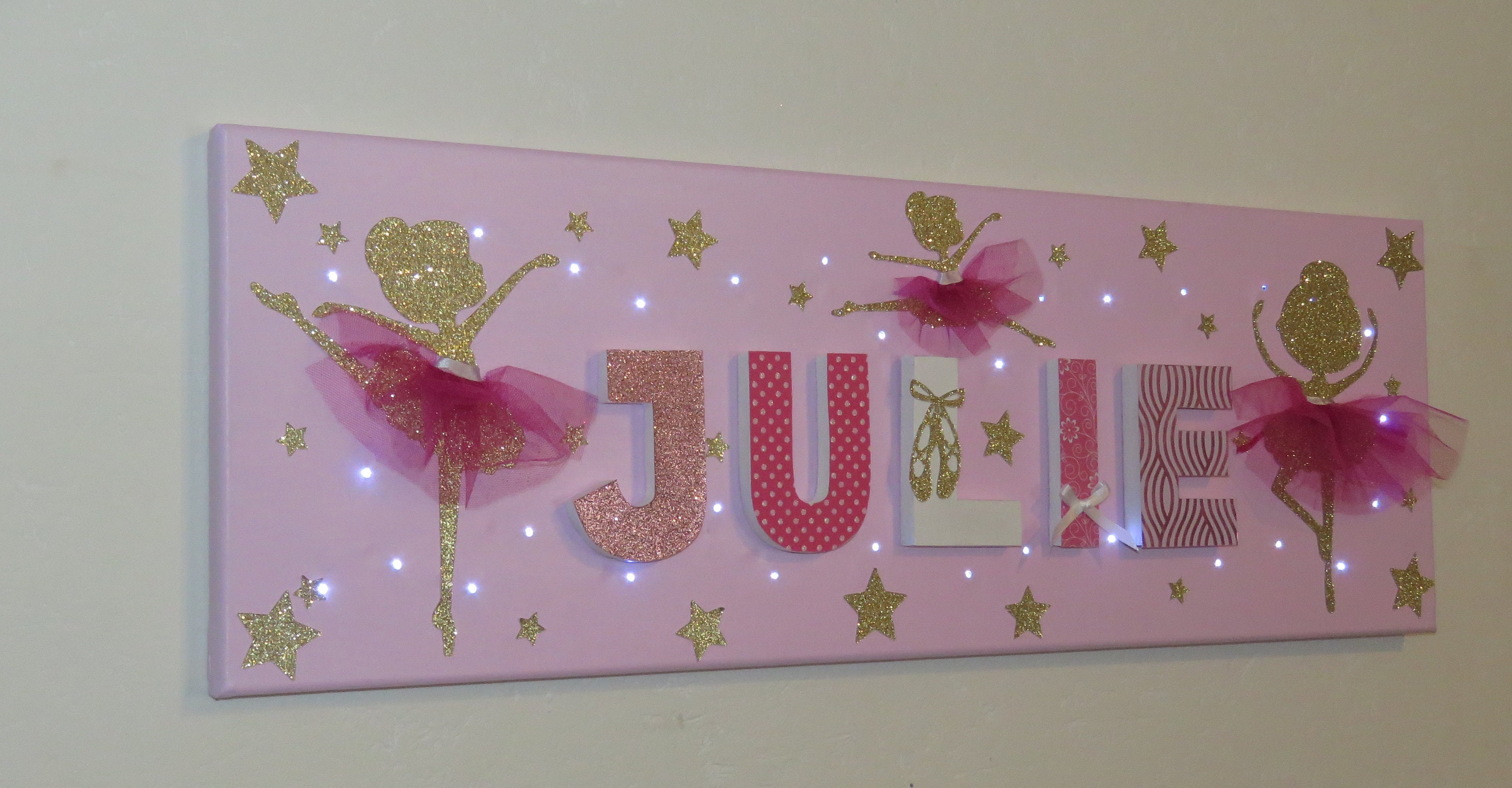 Tableau prénom fille toile prénom tableau lumineux danseuse Etsy