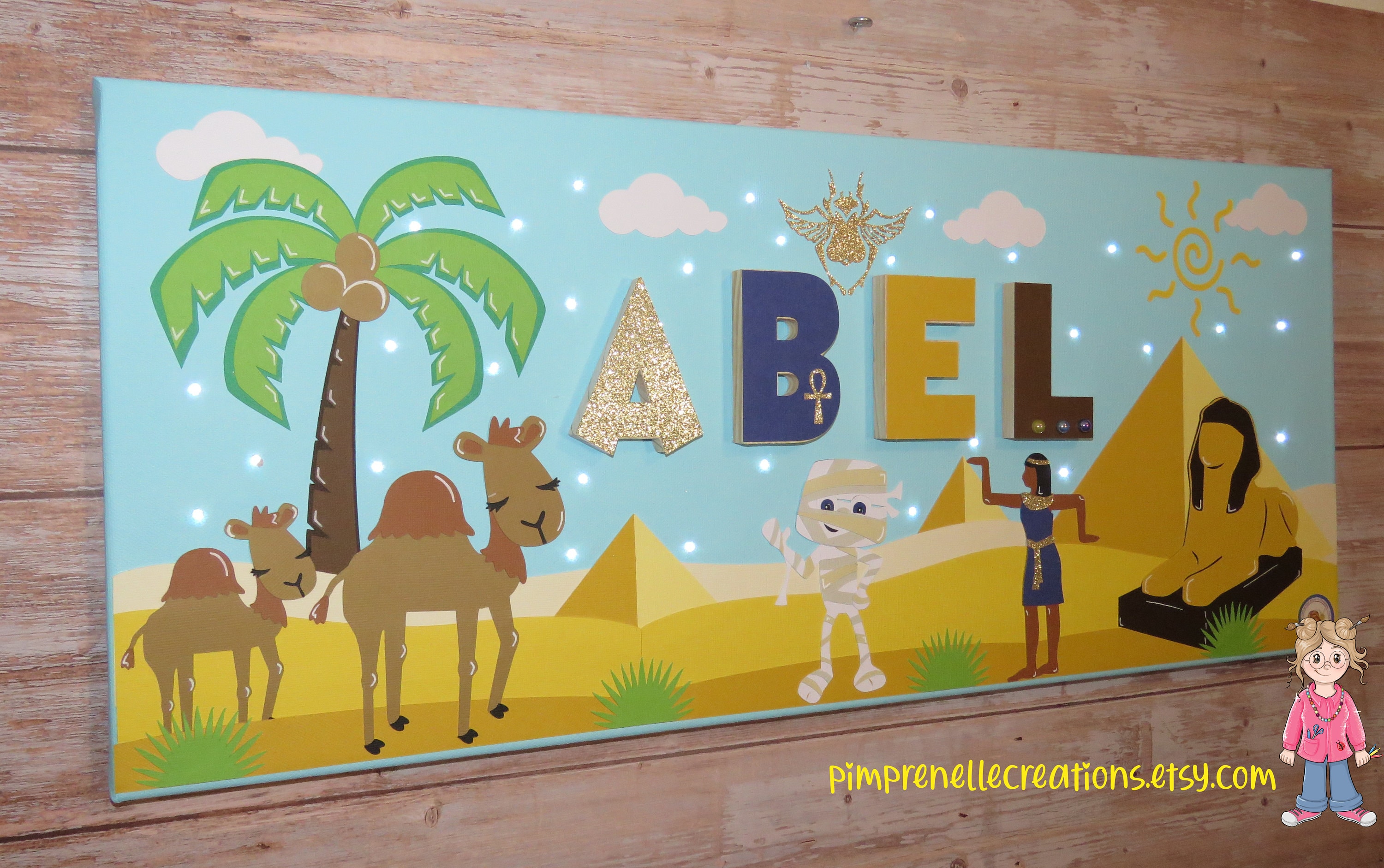 Tableau Egypte avec Prénom, Tableau Momie et Pharaon, Égyptien, Pyramide Egypte, Déco Chambre Pyrami