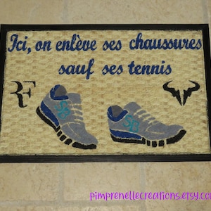 Tennis doormat, humor doormat, tennis fan doormat, sneaker doormat, personalized mat, gift for sportsman,