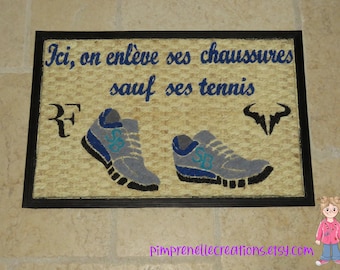 Paillasson tennis, paillasson humour, paillasson fan de tennis, paillasson pour baskets, tapis personnalisé, cadeau pour sportif,