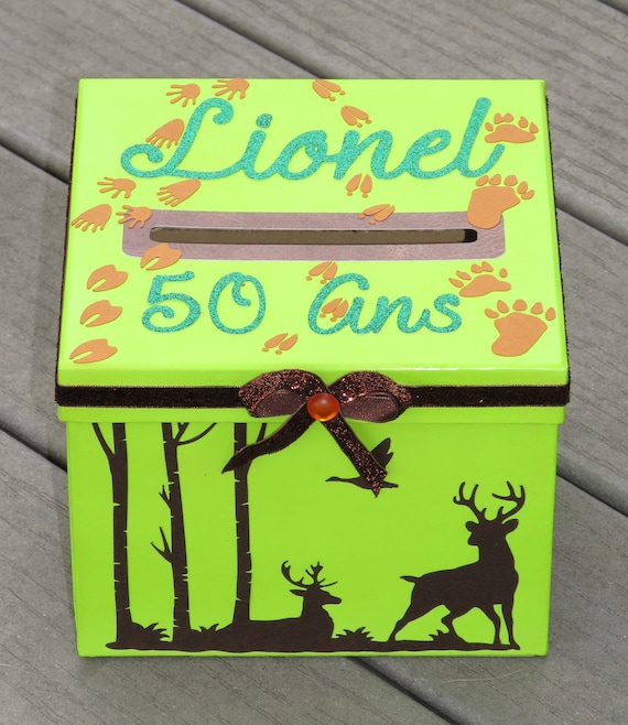 Petite Urne Anniversaire Chasseur Foret Animaux Des Bois Urne Etsy