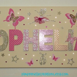 Tableau Prenom Fille Toile Prenom Tableau Lumineux Danseuse Etsy