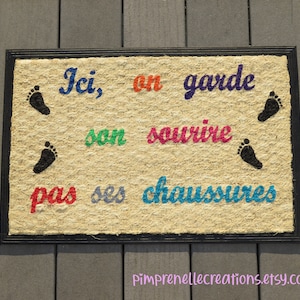 Paillasson personnalisé avec phrase rigolote, paillasson humour, tapis entrée, paillasson quitter vos chaussures, paillasson accueillant,