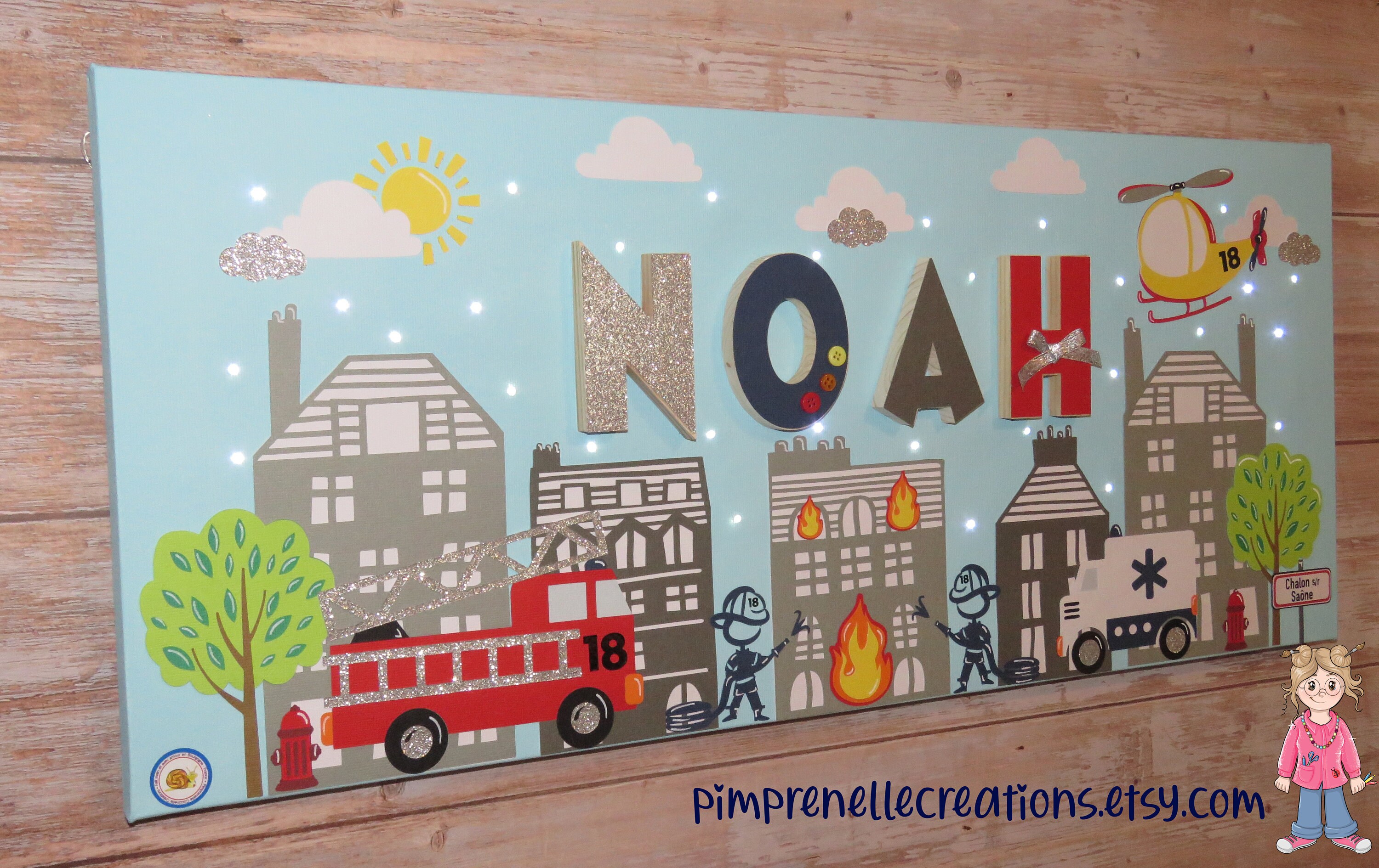 Tableau Pompiers avec Prénom, Tableau Camion Pompier, Quand Je Serai Grand Pompier Personnalisé,