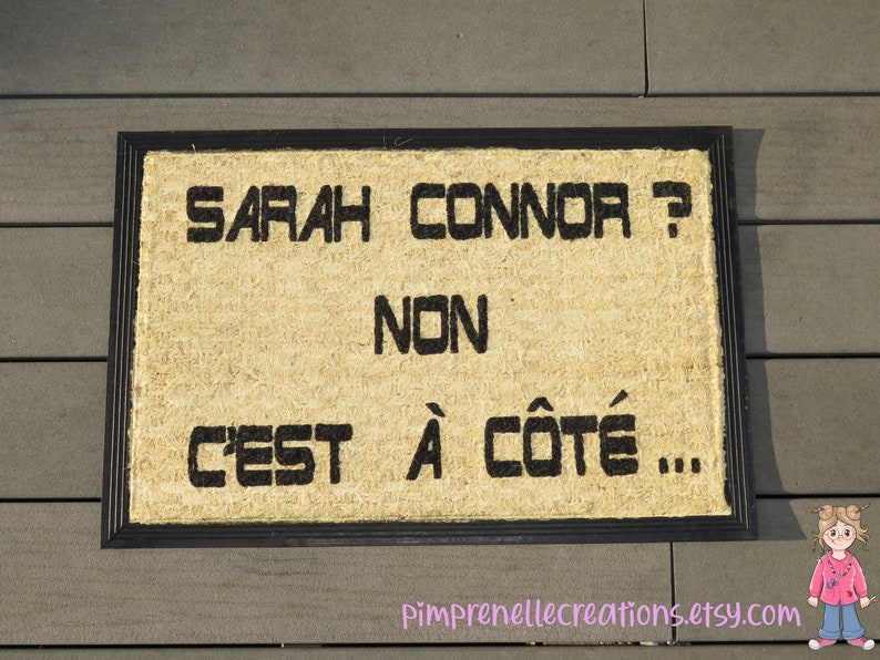 Personalized doormat Sarah Connor No, it's next door terminator, personalized mat, original, doormat with film replica image 1