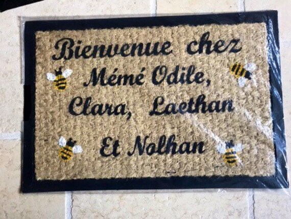 Paillasson Personnalisé Pour Mémé, Paillasson Abeilles, Idée Cadeau Mamy, Entrée, Prénom
