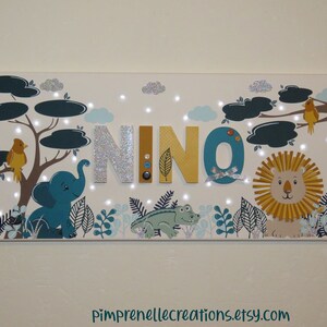 Tableau Renard Avec Prenom Toile Lumineuse Biche Tableau Etsy