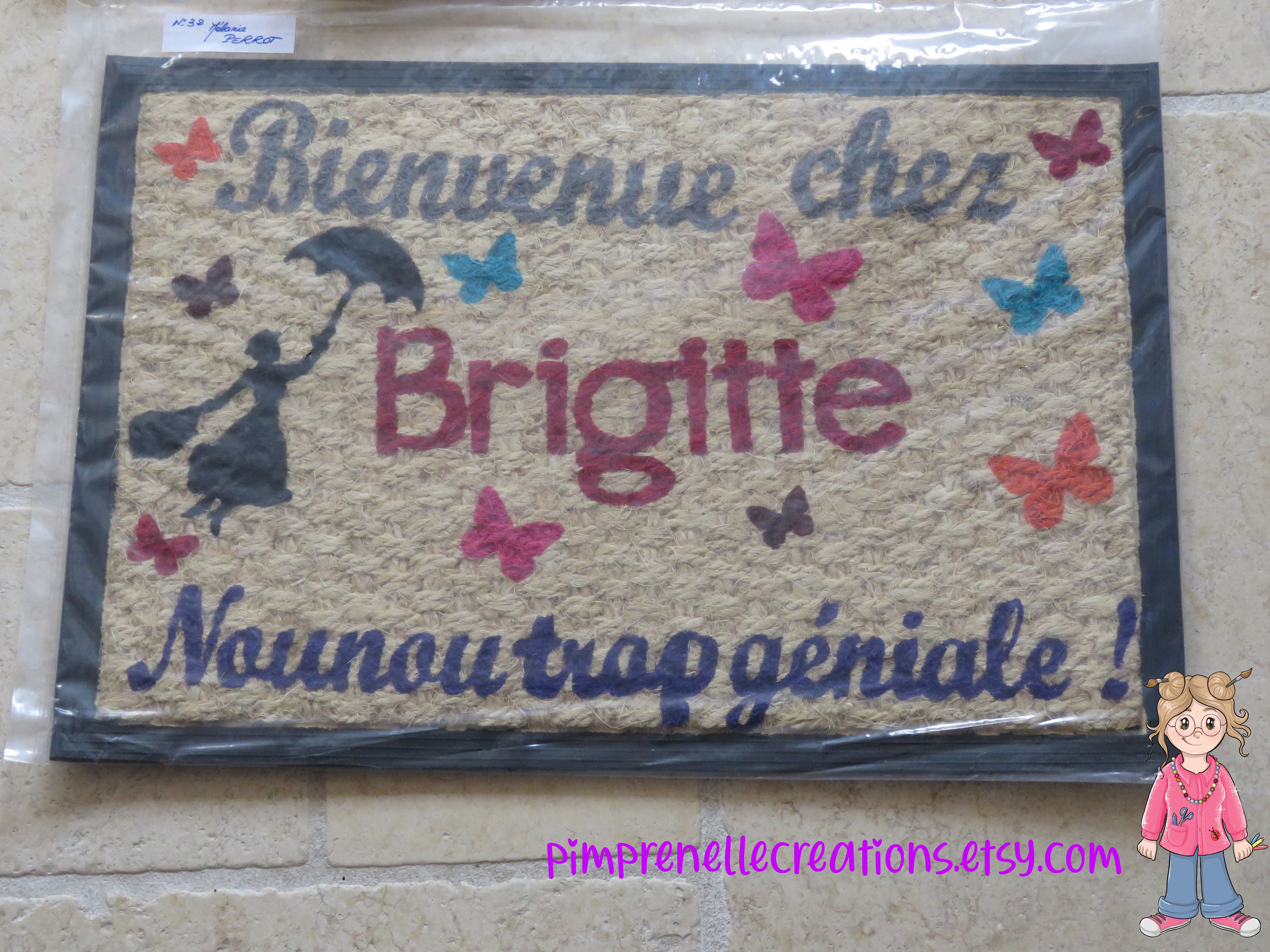 Paillasson Personnalisé Pour Nounou, Idée Cadeau Paillasson Enfant, avec Le Prénom de Nounou,