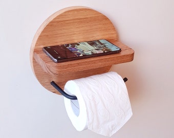 Handgefertigter Toilettenpapierhalter mit Ablage: Skandinavisches Badezimmer Dekor