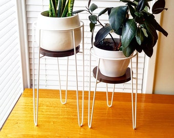 MARY with a SHELF - Hairpin Leg Plant Stand, Hairpin Leg, Plant Stand, Metal Plant Stand, Pot Stand, Hoop Plant Stand, Fathers Day