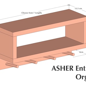 ASHER Diele, Wandgarderobe, Wandgarderobe, Wandgarderobe, Holzregal, Buchregal, Wandgarderobe, Wandgarderobe aus Holz Bild 7