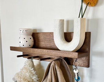 JACK HOOKS - entryway organiser, shelf, wooden shelf, book shelf, coat rack, key holder, wall mount coat rack, peg rail shelf
