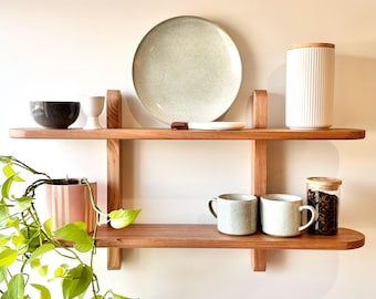 Solid Oak Floating Display Shelf: Timber Wall Decor