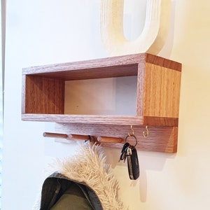 ASHER entryway organiser, shelf, wooden shelf, book shelf, coat rack, key holder, wall mount coat rack, peg rail with shelf, storage image 4