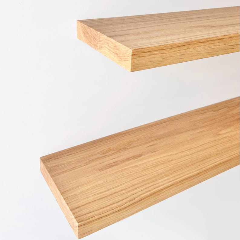 AMERICAN WHITE OAK Floating Shelves Solid Wood, Thick Shelves, Choose