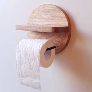 ADAM - Porta rotolo di carta igienica in legno con ripiano, porta carta igienica, porta rotolo di carta igienica, arredo bagno, arredo design scandinavo, mensola bagno