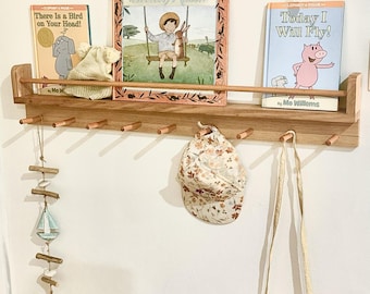 Kids Bookshelf with Pegs: Australian Nursery Shelf