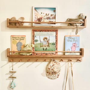SOL KIDS Organiser COMBO- Kids room decor, children&#39;s bookshelf, shelf, wooden shelf, book shelf, nursery shelf, kids coat rack,book ledge