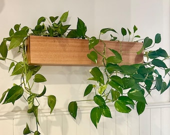 Wall Mounted Plant Shelf: Solid Wood Floating Shelf