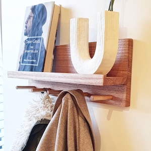 JACK - entryway organiser, christmas stocking hooks, wooden shelf, book shelf, coat rack, key holder, peg rail with shelf