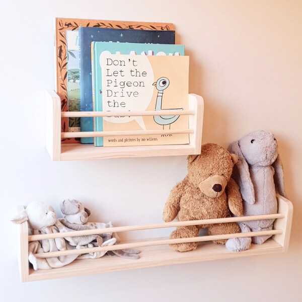 SEB BOOKSHELF - Kids room decor, childrens bookshelf, shelf, wooden shelf, book shelf, nursery shelf, kids coat rack, kids book ledge