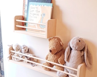 Handmade Kids Bookshelf with Dowel Rail - Nursery Decor
