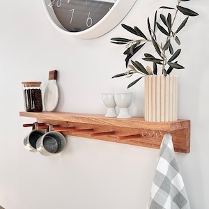 CALLI - Entryway Organiser, hallway shelf wooden shelf, book shelf, coat rack, key holder, wall mount coat rack, peg rail with shelf,
