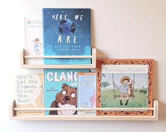 Handmade Kids Bookshelf with Dowel Rail - Nursery Decor