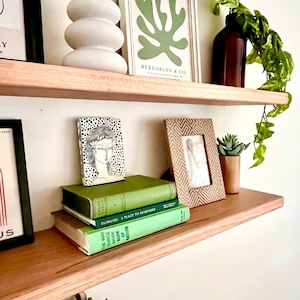 OAK FLOATING SHELVES - Solid Wood, Thick Floating Shelves, Choose your Size and Colour, Includes Brackets to hang your own, Kitchen Shelves