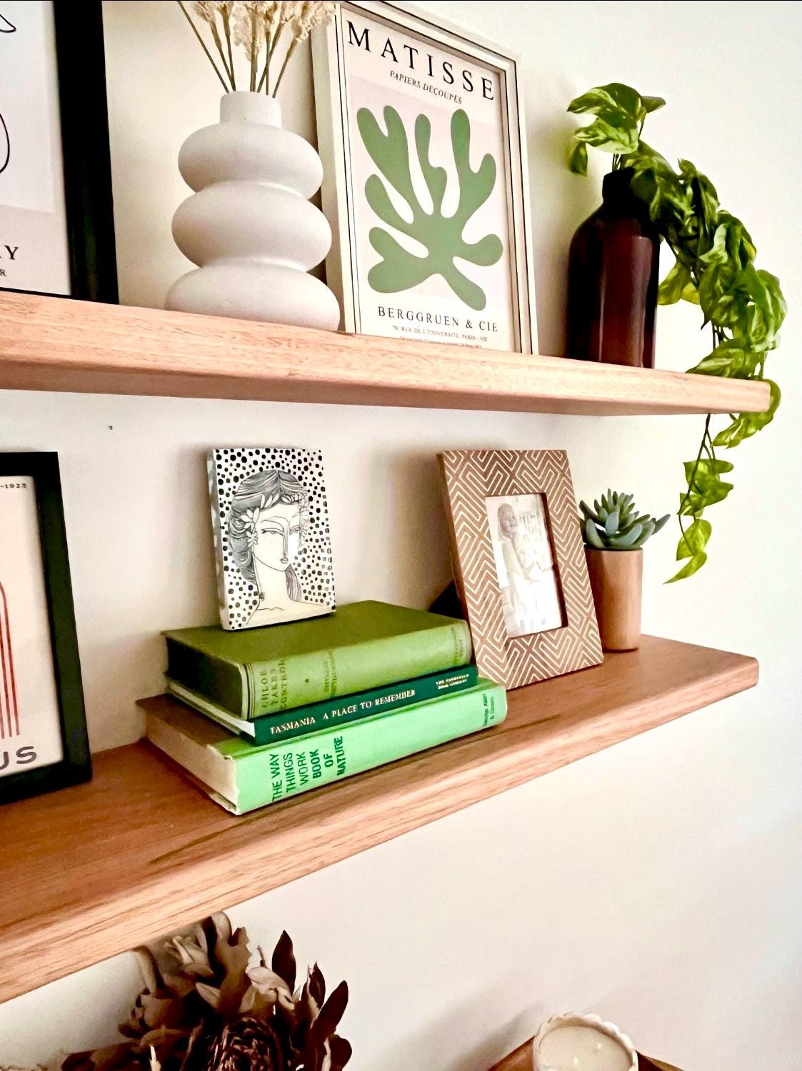 OAK FLOATING SHELVES - Solid Wood, Thick Floating Shelves, Choose your Size and Colour, Includes Brackets to hang your own, Kitchen Shelves