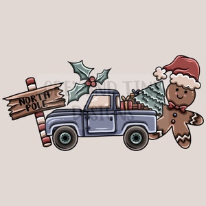 POLO NORTE Coche navideño, pan de jengibre, árbol de Navidad, linda Navidad, svg, archivo PNG, descarga digital