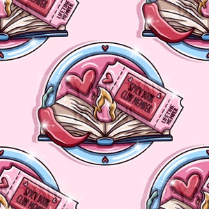 SPICY SMUT CLUB tattoo, booktok, bookish, reading era, one more chapter, book therapy, Seamless Design Digital Download, Non Exclusive