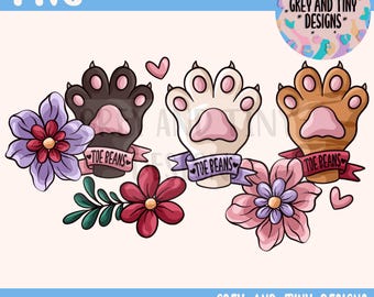 TOE BEANS, cute cat paws, cat mom mum, 300 dpi, stickers, commercial use, digital paper, svg, PNG file, digital download