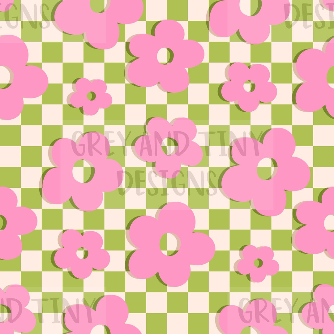 CHECKERBOARD FLORAL DAISY Daisies, Wallpaper, Washi Tape, Cute Seamless ...