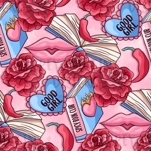 SPICY SMUT BOOK, good girl, 300dpi, smutty, book era design, booktok, bookish era, Seamless Design pattern, Digital Download, Non Exclusive