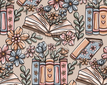 BOOK FLORAL, book era design, booktok, bookish era, Seamless Design, Digital Download, Non Exclusive