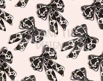 COQUETTE BOWS WESTERN, girly, 300dpi, kindle cover, cute, bows, cow print, wrapping paper, Seamless Design, Digital Download, Non Exclusive