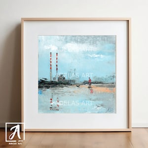 Art Print of Poolbeg Chimneys in Dublin • Oil Painting of iconic Irish beach • Rainy Art • Irish Landscape Wall Art